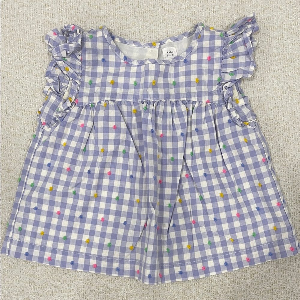 Zara Purple Checkered Dress with Colorful Dots